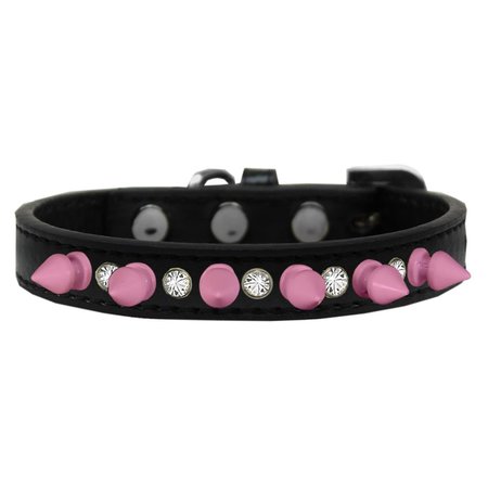 PET PAL Crystal & Light Pink Spikes Dog CollarBlack Size 14 PE907432